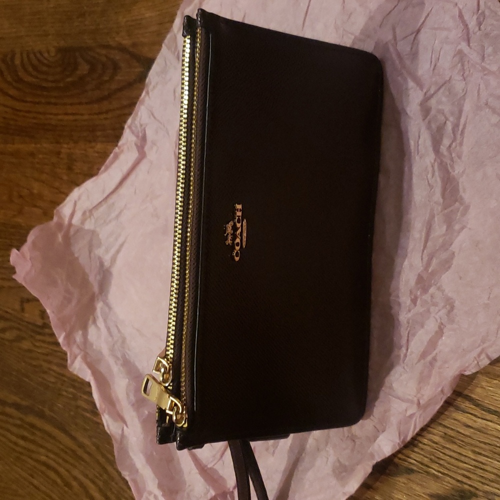 Burgundy coach wristlet